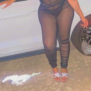 See through mesh leggings